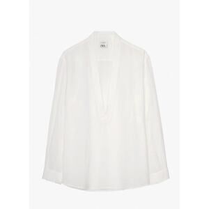 Zara NWT $109 Flowy Long Sleeve Men's Shirt Medium White